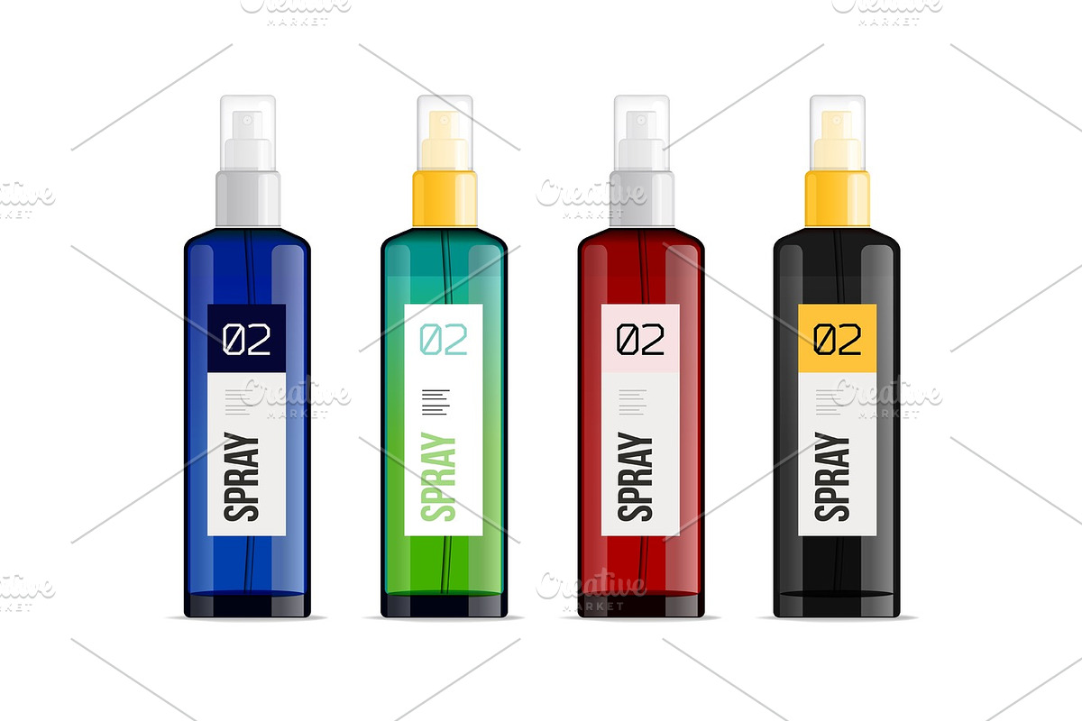 Set of cosmetic bottle sprayers in Product Mockups - product preview 8