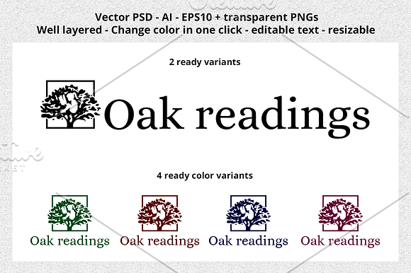 Oak Readings logo design template in Logo Templates - product preview 1