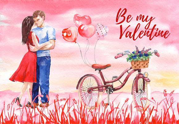Valentine day Watercolor templates in Wedding Templates - product preview 1