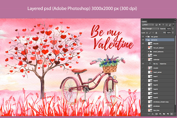 Valentine day Watercolor templates in Wedding Templates - product preview 3