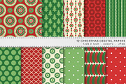 Christmas Red Green Digital Paper
