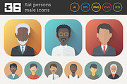 Flat Icons Set of Male Persons