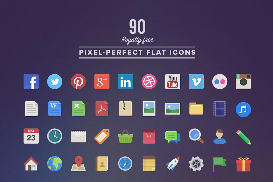 90 Royalty Free Flat Icons in Flat Icons - product preview 8