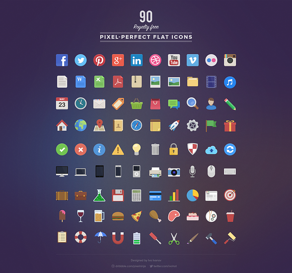 90 Royalty Free Flat Icons in Flat Icons - product preview 1