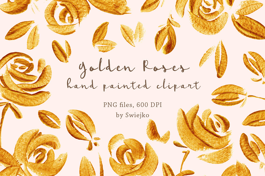 Golden Roses clipart set
