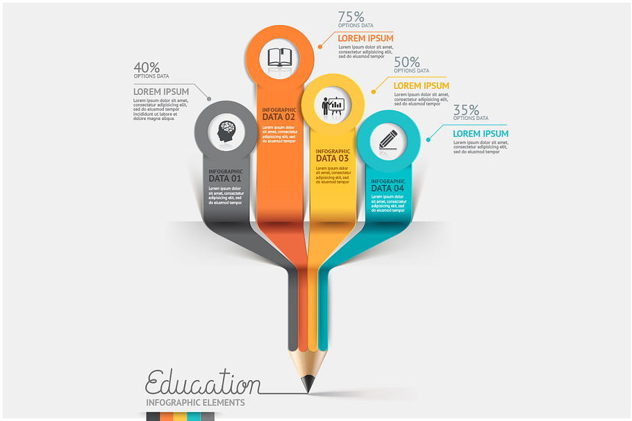 Education Step Option Infographics. in Stationery Templates - product preview 8