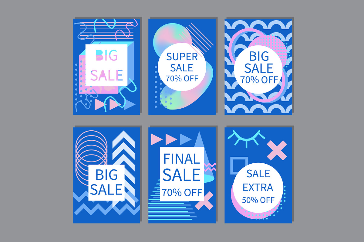 Sale Cards Set Memphis style in Card Templates - product preview 8
