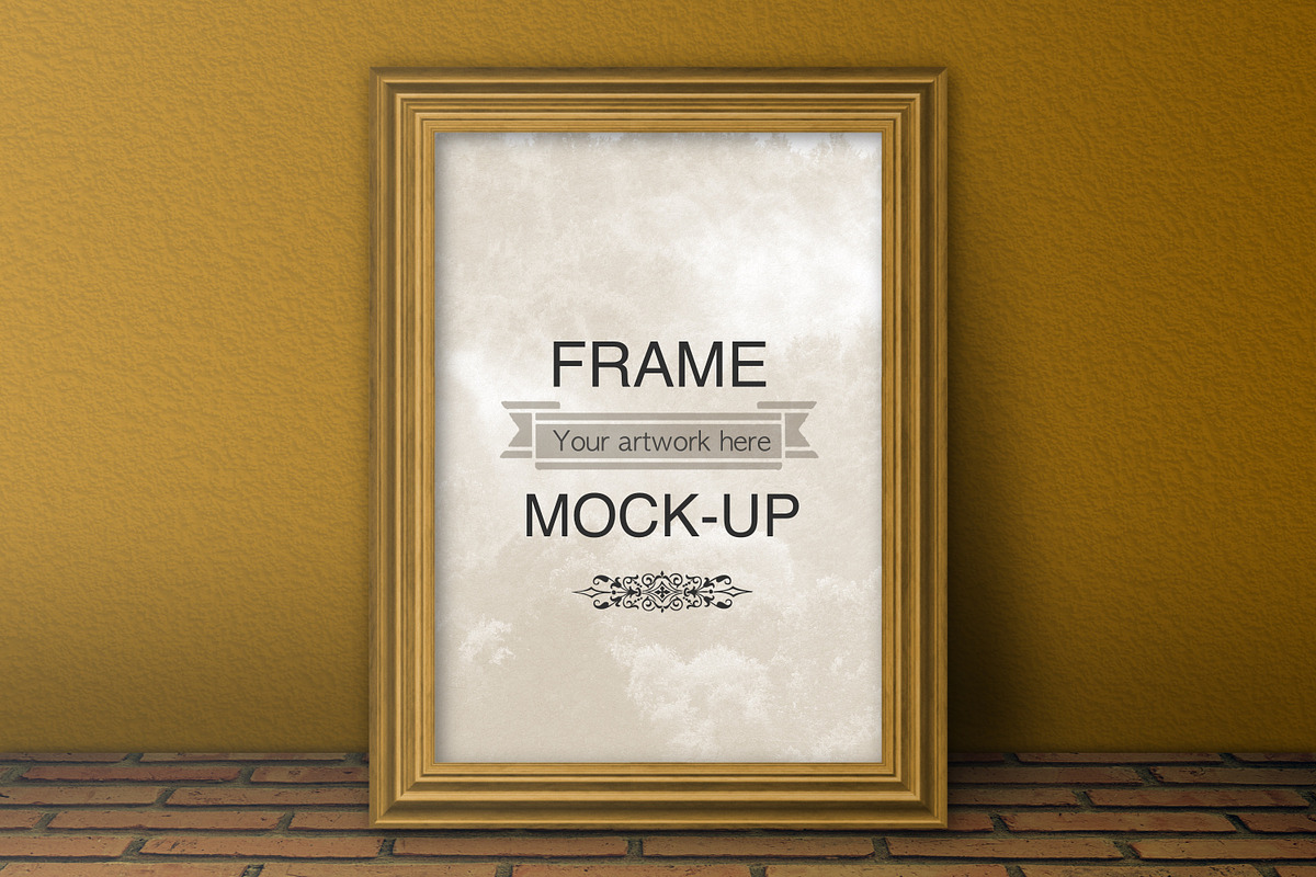 Gold frame mockup in Print Mockups - product preview 8