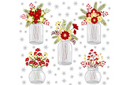Christmas Flowers in Mason Jars