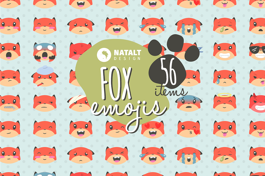 Fox Emojis in Heart Emoticons - product preview 8