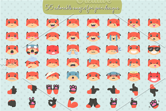 Fox Emojis in Heart Emoticons - product preview 1