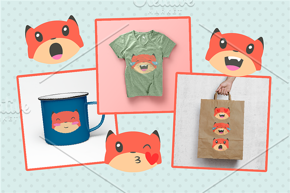Fox Emojis in Heart Emoticons - product preview 2