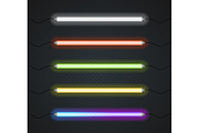 Color Neon Line Lamp Set. Vector