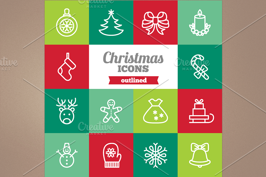 Outlined Christmas icons in Christmas Icons - product preview 8