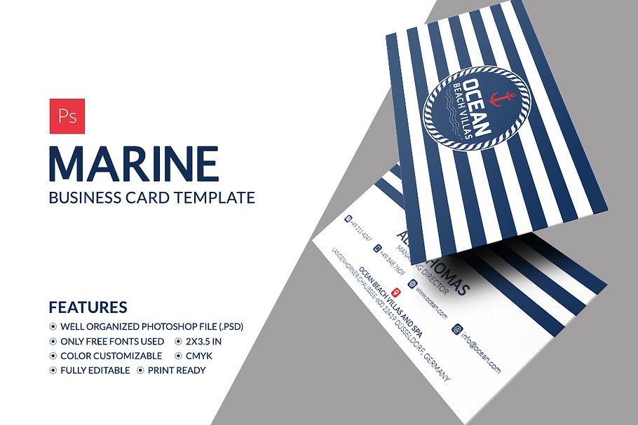 Marine Business Card in Business Card Templates - product preview 8
