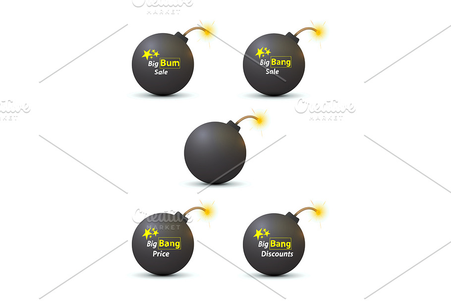 Vector black bomb with sale sticker in Objects - product preview 8