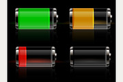 Glossy transparent battery icons