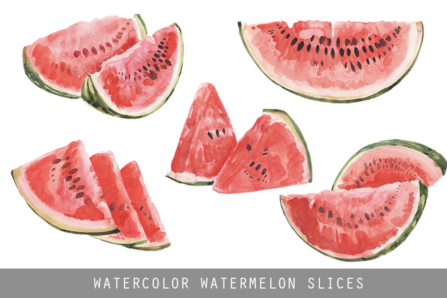 Watercolor watermelon slices