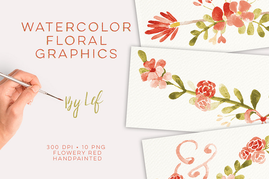 Floral watercolor wedding clipart in Illustrations - product preview 8