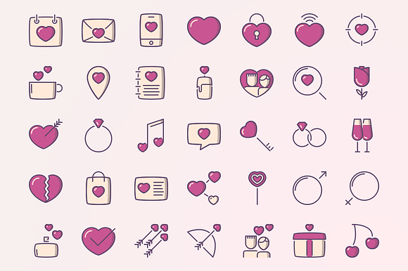 Valentine's day. Color icons + BONUS in Icons - product preview 1