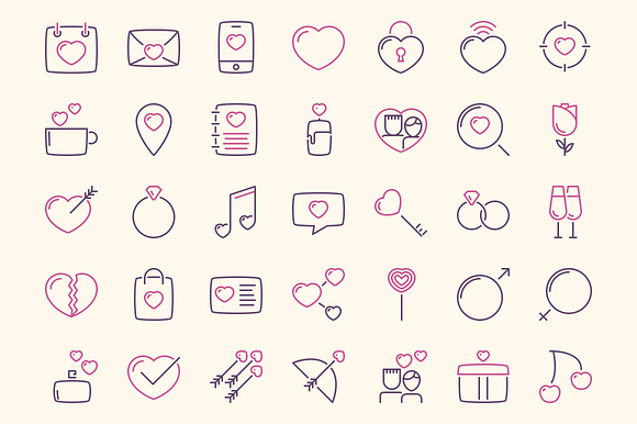 Valentine's day line icons + BONUS in Love Icons - product preview 1