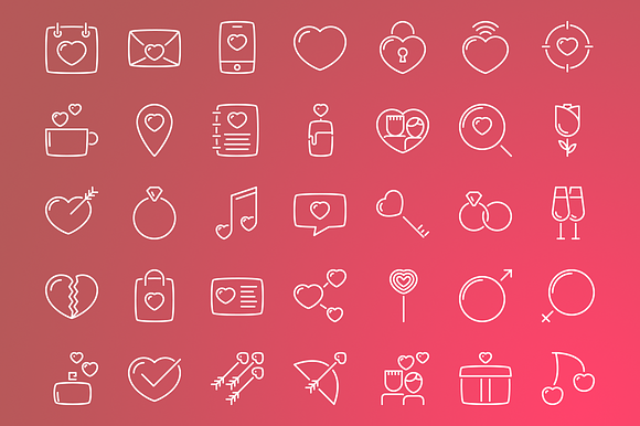 Valentine's day line icons + BONUS in Love Icons - product preview 2