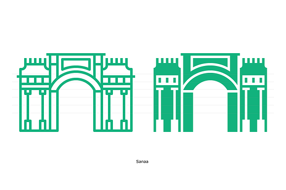 Asian Capitals Icon Set in Simple Icons - product preview 3