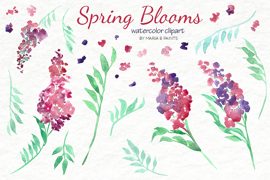 Watercolor Clip Art - Blooms in Illustrations - product preview 8
