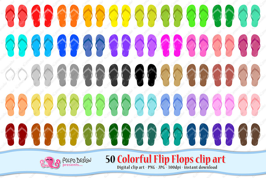 Colorful Flip Flops clipart in Objects - product preview 8