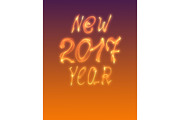 Happy new year 2017 isolated numbers written with flame light on gradient background