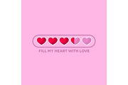 Valentine's Day status bar with flat hearts
