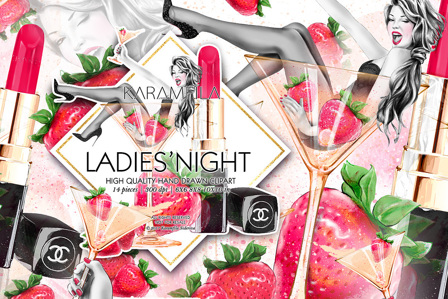 Ladies' Night Fashion Clipart in Illustrations - product preview 8