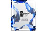 Vector glowing ribbons on template card. Glass material style.
