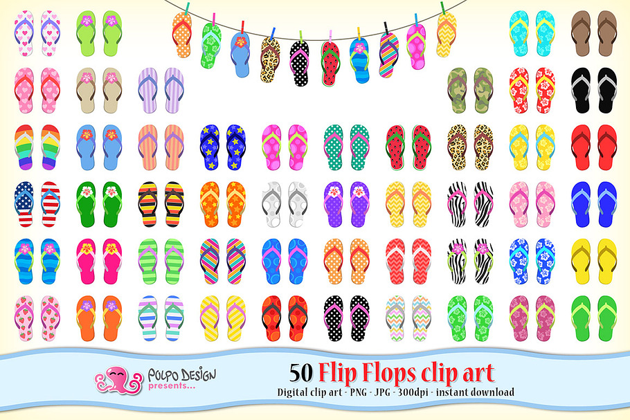 50 Flip Flops clipart in Objects - product preview 8