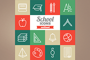 Outlined school icons