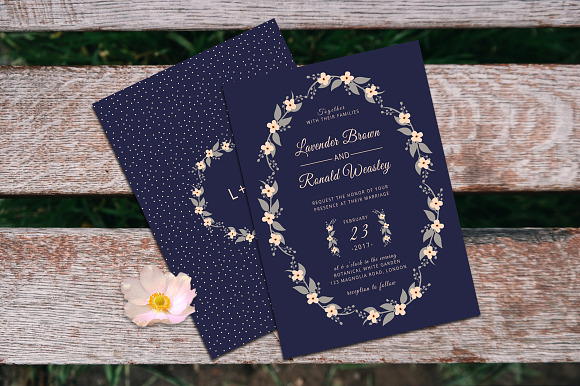 Flo Wreath Wedding Invitation + RSVP in Wedding Templates - product preview 1