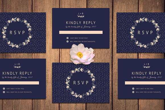 Flo Wreath Wedding Invitation + RSVP in Wedding Templates - product preview 2