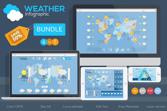 Weather Infographics Bundle Vol.1 in Presentation Templates - product preview 4