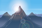 Mountain landscape with sunbeam