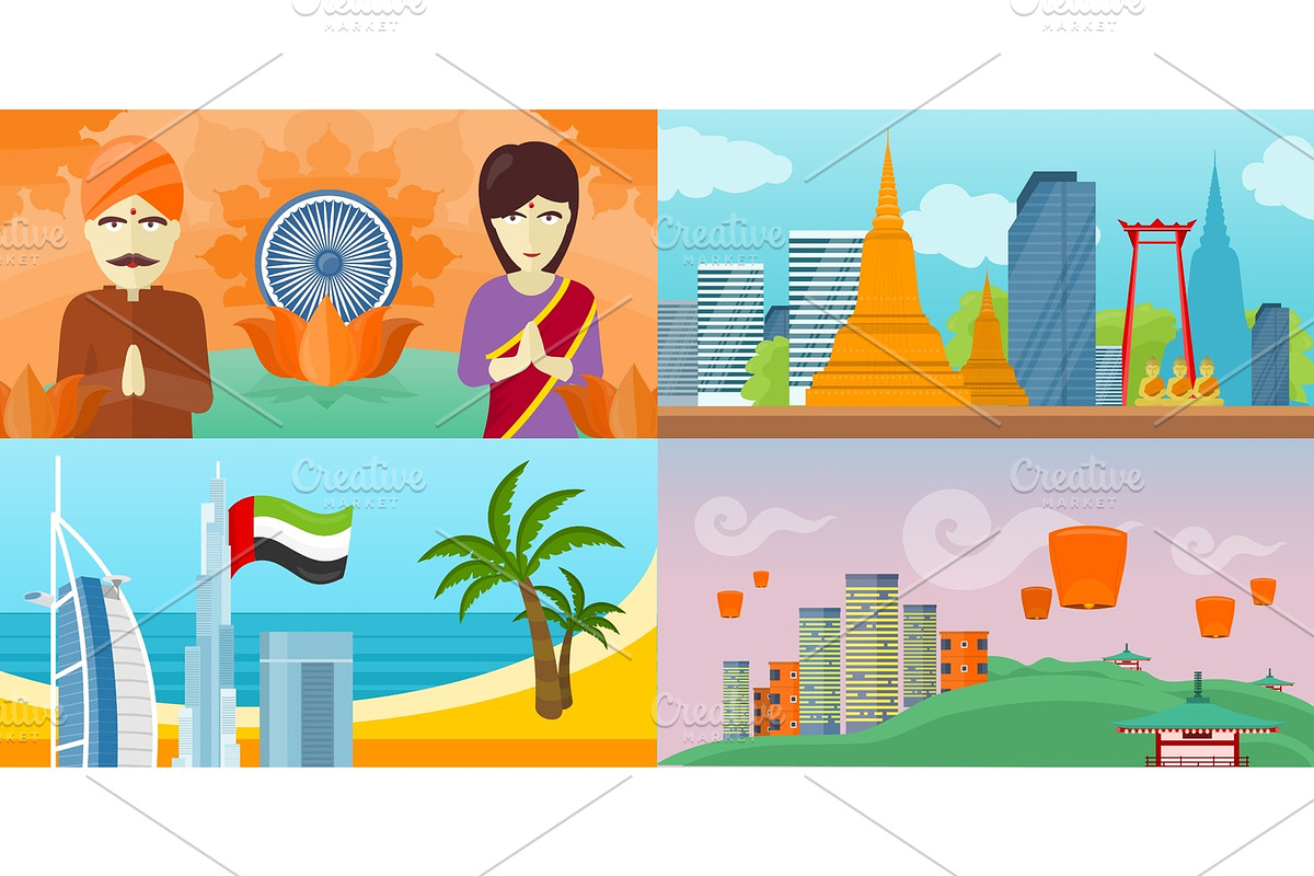 Set of touristic concept vectors in Flat Design  in Illustrations - product preview 8