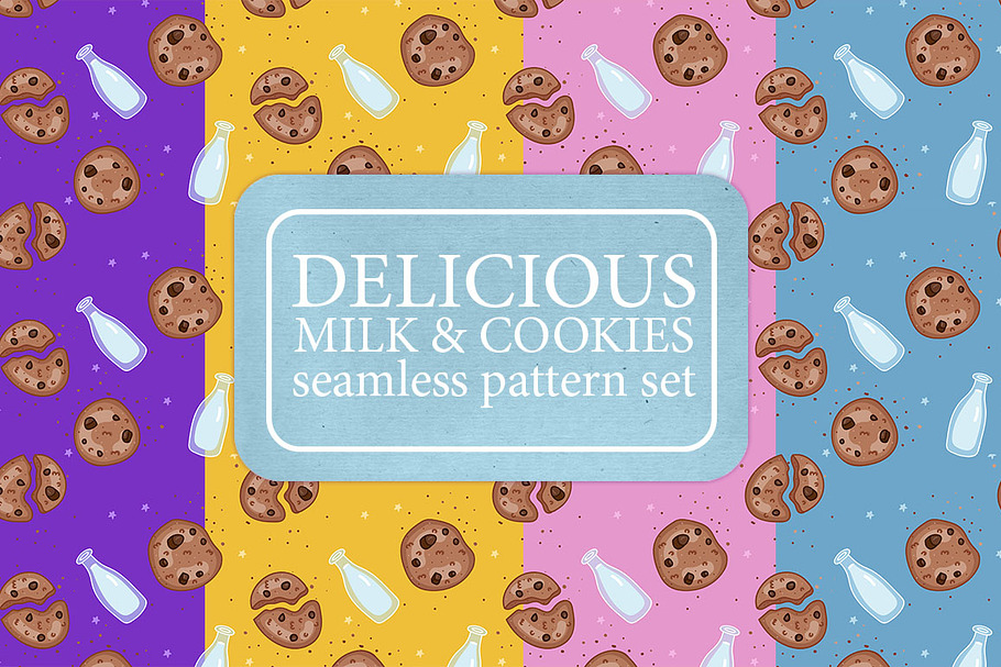 Milk & Chocolate chip cookie pattern in Patterns - product preview 8