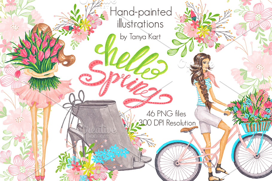 Spring Floral Hand-painted clipart