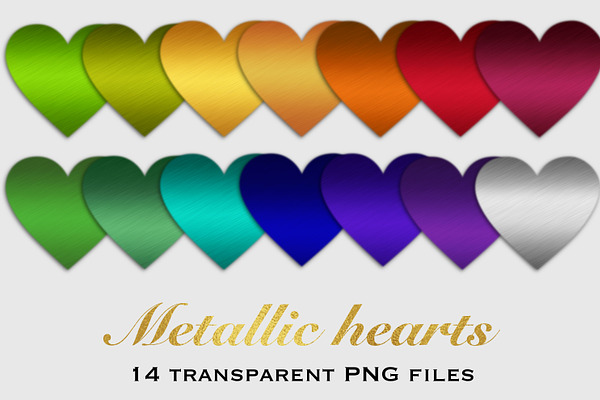 Metallic hearts clipart