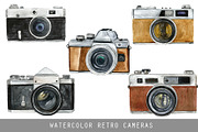 Watercolor Retro Cameras