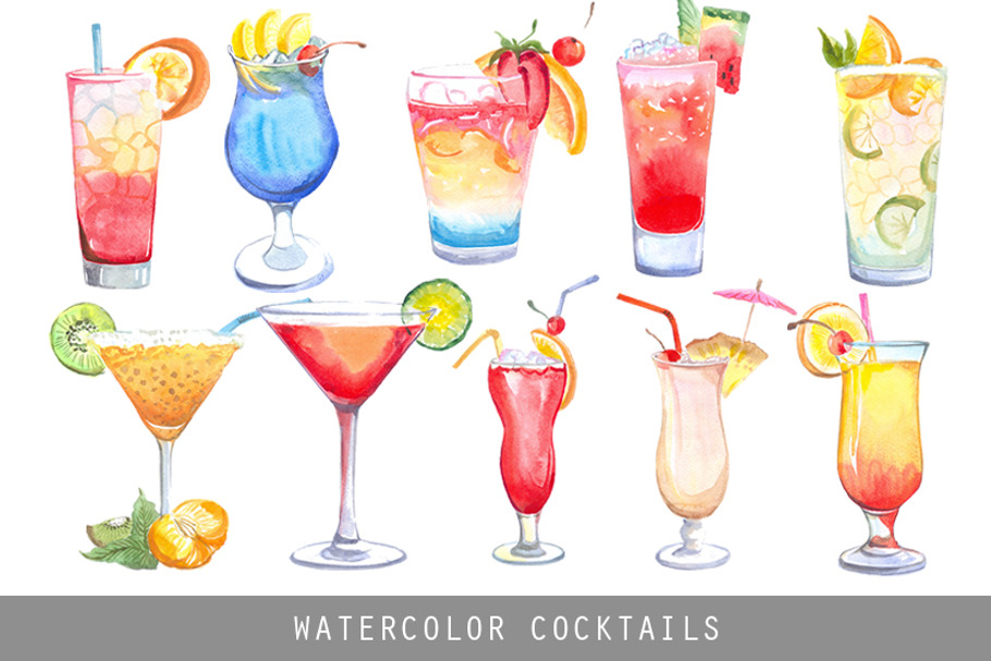 Watercolor Cocktails in Illustrations - product preview 8