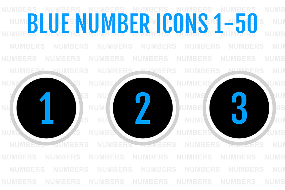Blue Number Icons 1-50