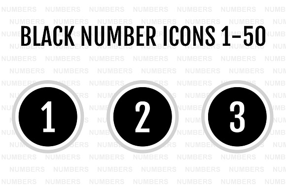 BLACK Number Icons 1-50 in Number Icons - product preview 1