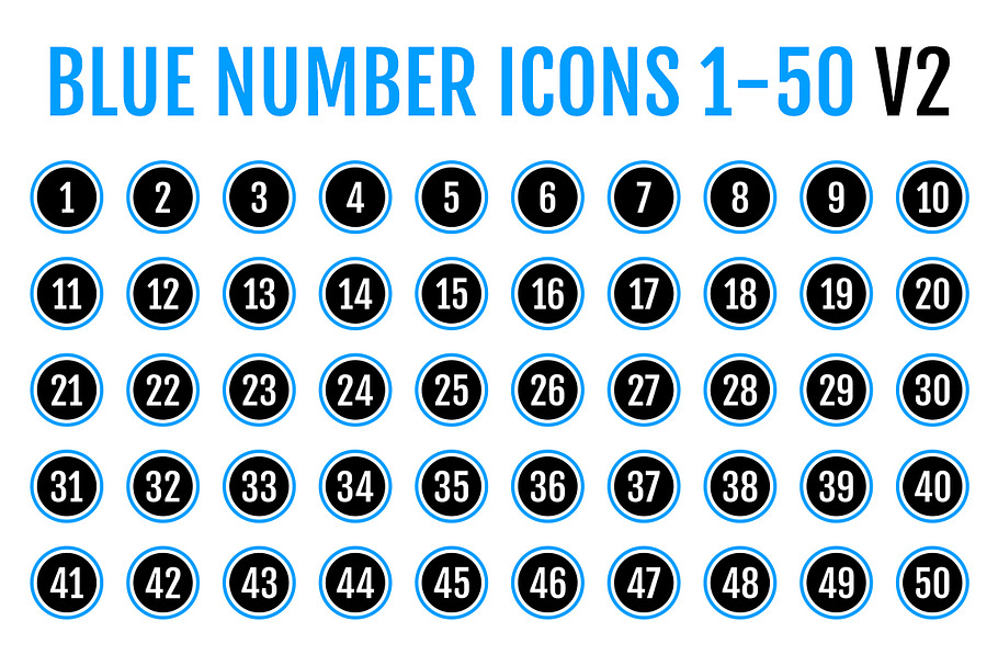Blue Number Icons 1-50 v2