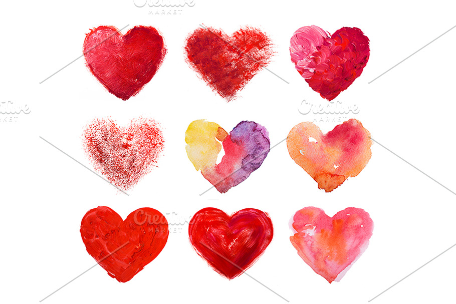 Watercolor heart hand drawn illustration aquarelle painting in Illustrations - product preview 8