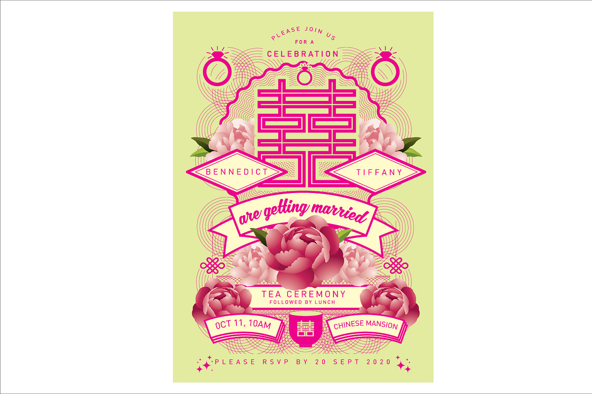 chinese wedding invitation template in Illustrations - product preview 8